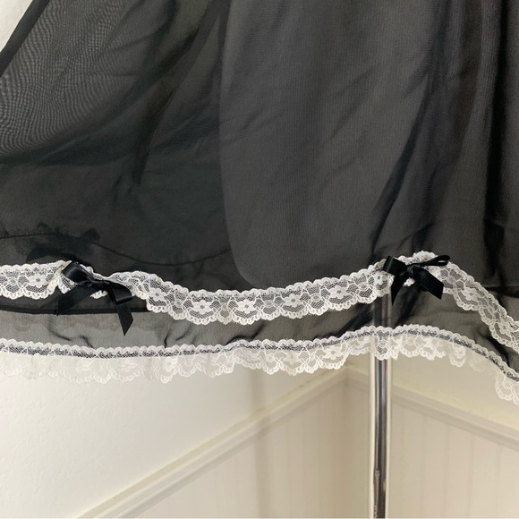 Passion Forever Black Nighty Size Medium French Maid Inspired Bows Coquette - Picture 7 of 17